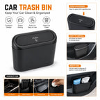 Portable Car Trash Bin – Mini Car Garbage Can with Leak-Proof Lid for Vehicle